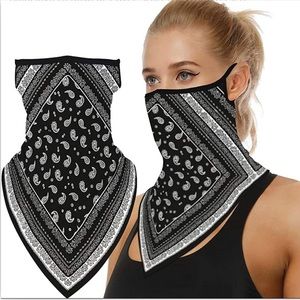 COPY - 2/$20 NWOT Black and White silky soft paisley print face gaiter